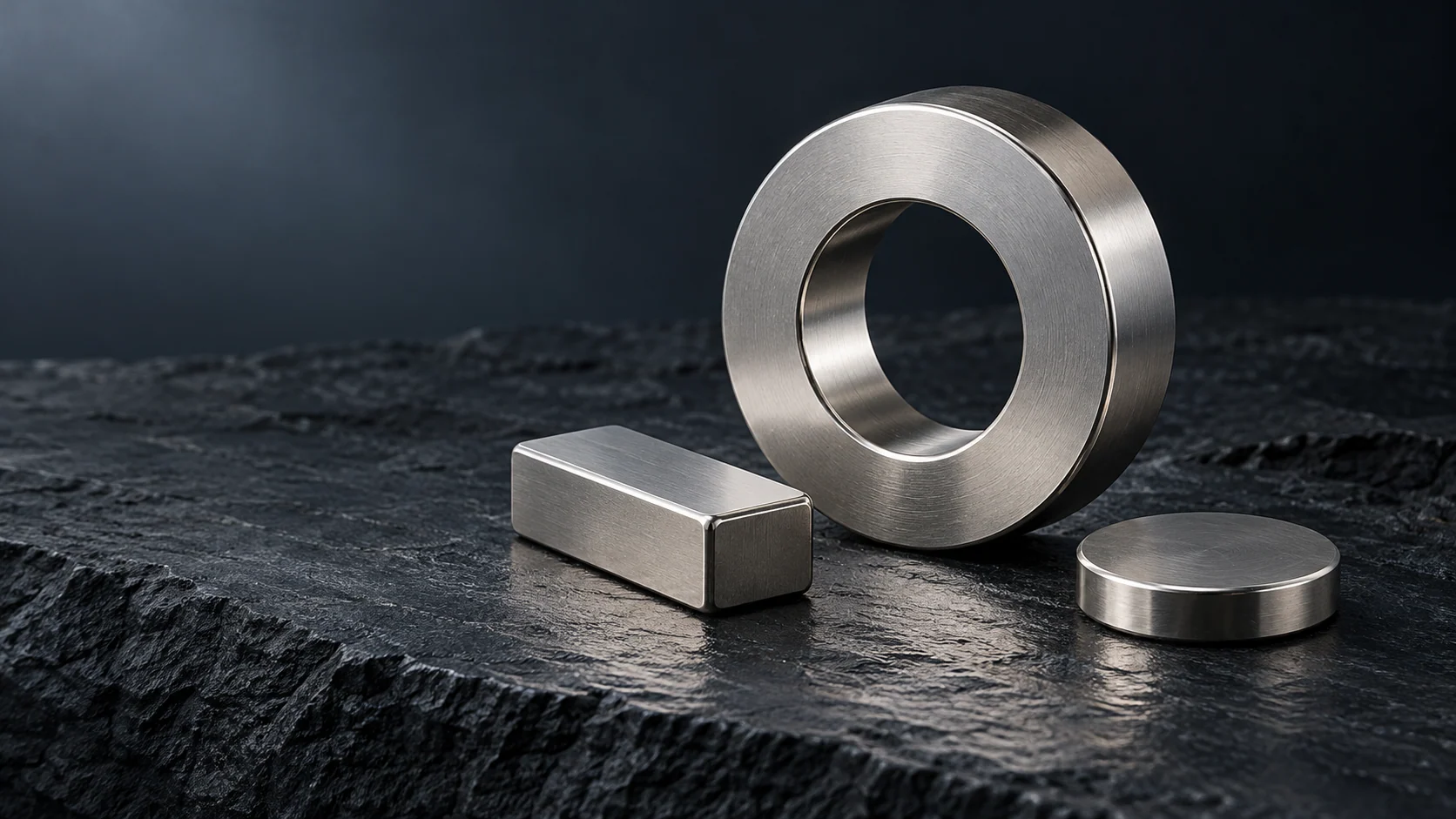 Ring, block and disc neodymium magnets · product illustration